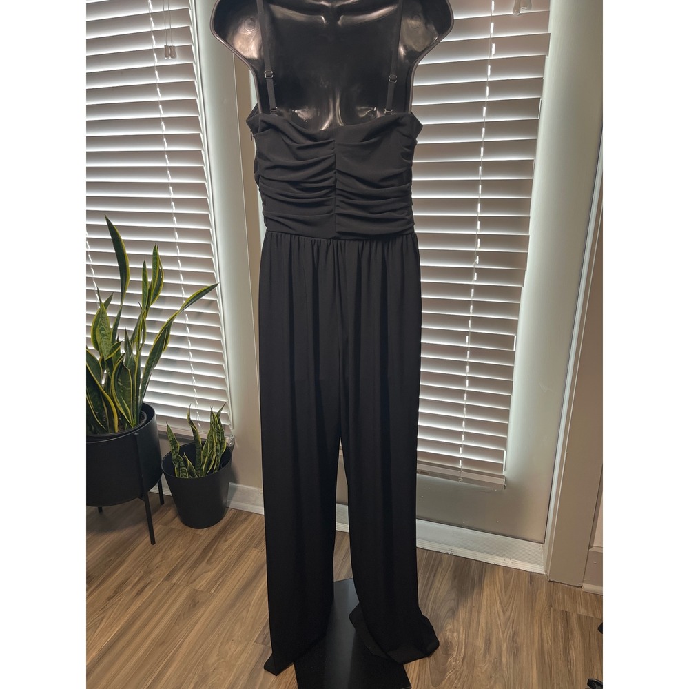Chico's Black Jumpsuit Women's 1.5 Wide Leg Draped Strapless Removable Straps - Picture 2 of 9